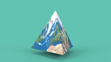 Dünya küresini minimum şekilde döndürüyor. Arka planda parçalanmış Dünya gezegeni, 3 boyutlu canlandırma. Kıyamet, felaket konsepti..