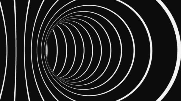 Schwarz-weiße psychedelische optische Täuschung. Abstrakte hypnotische animierte Hintergrund. Spirale geometrische Schleife monochrome Tapete — Stockvideo