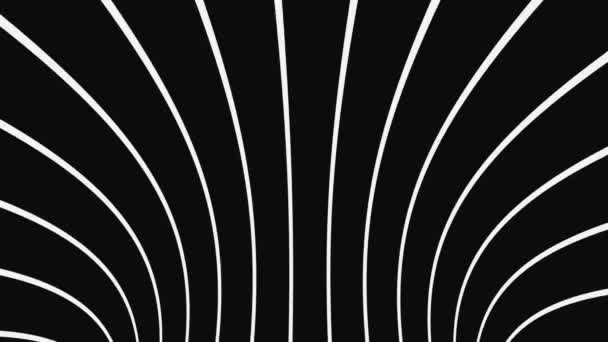 Ilusión óptica psicodélica en blanco y negro. Fondo animado hipnótico abstracto. Espiral geométrico bucle monocromo fondo de pantalla — Vídeo de stock