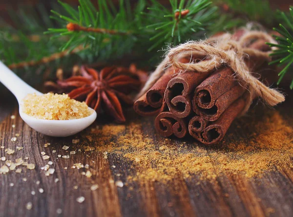 Sopa ve toz tarçın, anason, şeker kamışı — Stok fotoğraf