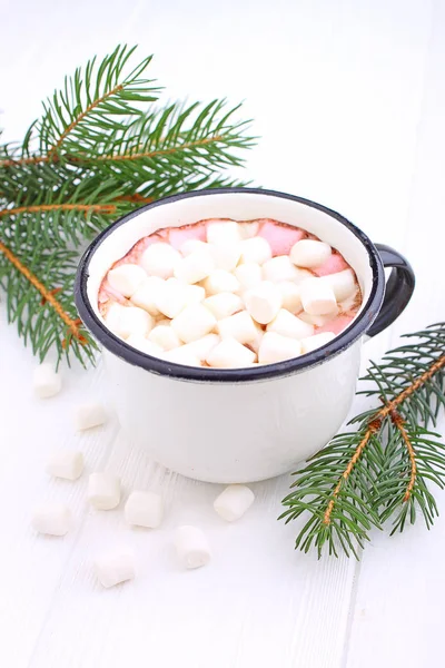 Cup with cocoa and marshmallow — Stock Photo, Image