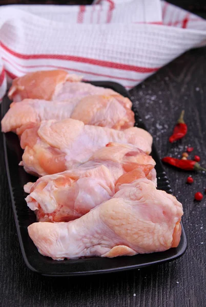 Raw Chicken Wings Dark Background — 스톡 사진