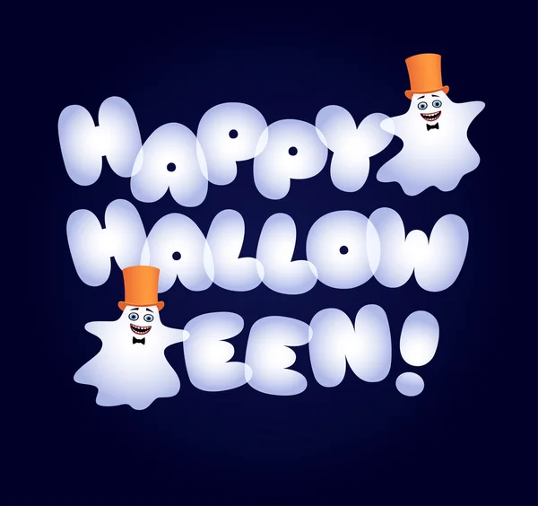 Boldog Halloween kövér betűkkel szellemek — Stock Vector
