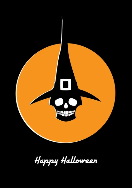 Crânio de Halloween em um círculo de chapéu — Vetor de Stock