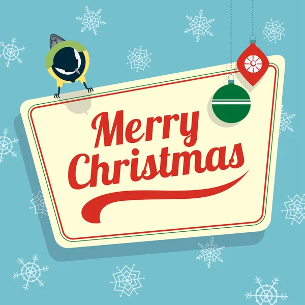Retro vánoční přání sýkorka pták nápis — Stockový vektor