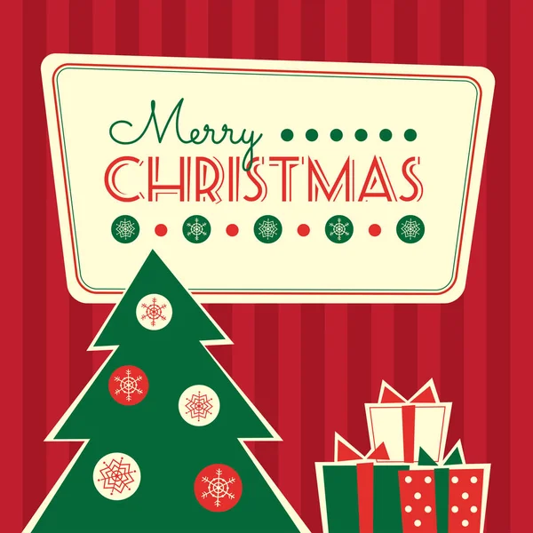 Árbol de Navidad de tarjeta retro y regalos — Archivo Imágenes Vectoriales
