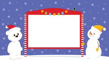 kardan adam ve Kutup ayısı reklam panosu