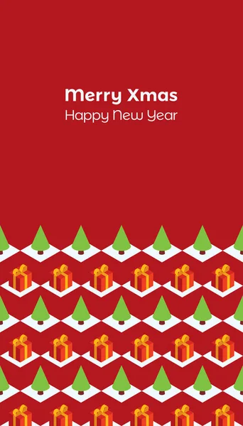Biglietto di Natale regali isometrici alberi marrone — Vettoriale Stock