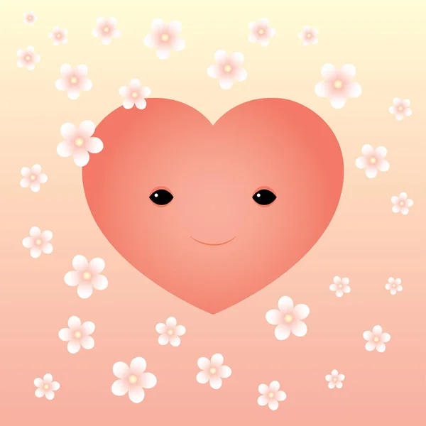 Lindo corazón y flores cuadrado — Vector de stock