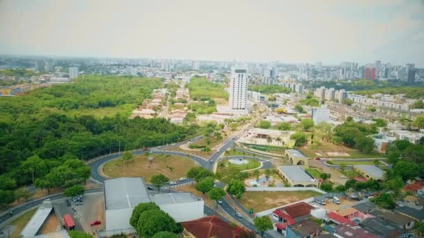 Aerial Beautiful View Manaus City 2018 Bola Das Letras — Stock Video