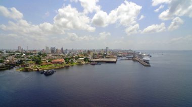 MANAUS, AMAZONAS, BRAZIL - 01/10/2020: aerial view of iate in the port of Manaus Amazonas, South America