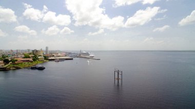 MANAUS, AMAZONAS, BRAZIL - 01/10/2020: aerial view of iate in the port of Manaus Amazonas, South America