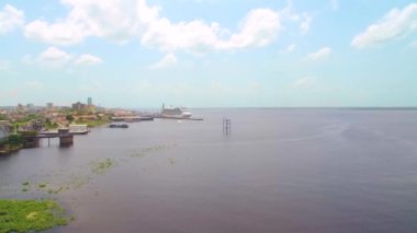 MANAUS, AMAZONAS, BRAZIL - 01/10/2020: aerial view of iate in the port of Manaus Amazonas, South America
