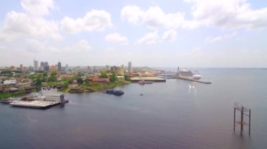 MANAUS, AMAZONAS, BRAZIL - 01/10/2020: aerial view of iate in the port of Manaus Amazonas, South America
