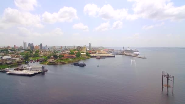 Manaus Amazonas Brazil 2020 Aerial View Iate Port Manaus Amazonas — Stockvideo