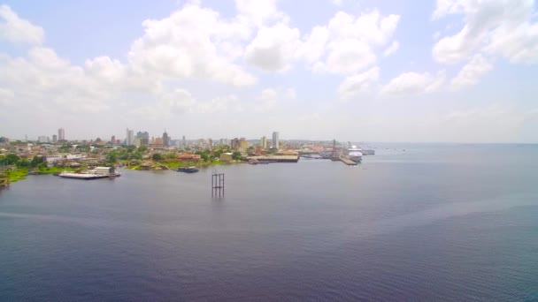 Manaus Amazonas Brasile 2020 Veduta Aerea Iate Nel Porto Manaus — Video Stock