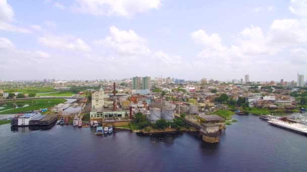 Manaus Amazonas Brazil 2020 Aerial View Iate Port Manaus Amazonas — стоковое видео