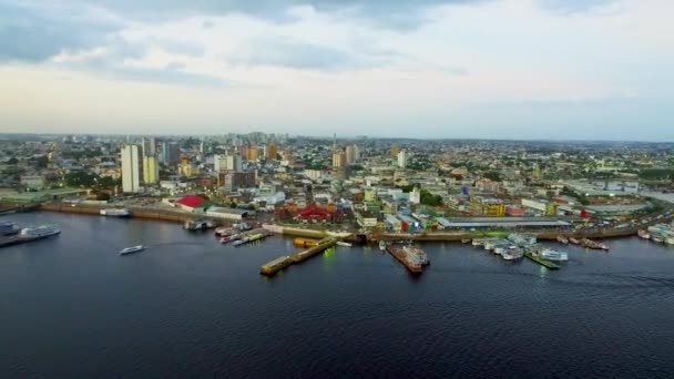 Manaus Amazonas Brazil 2020 Widok Lotu Ptaka Port Manaus — Wideo stockowe