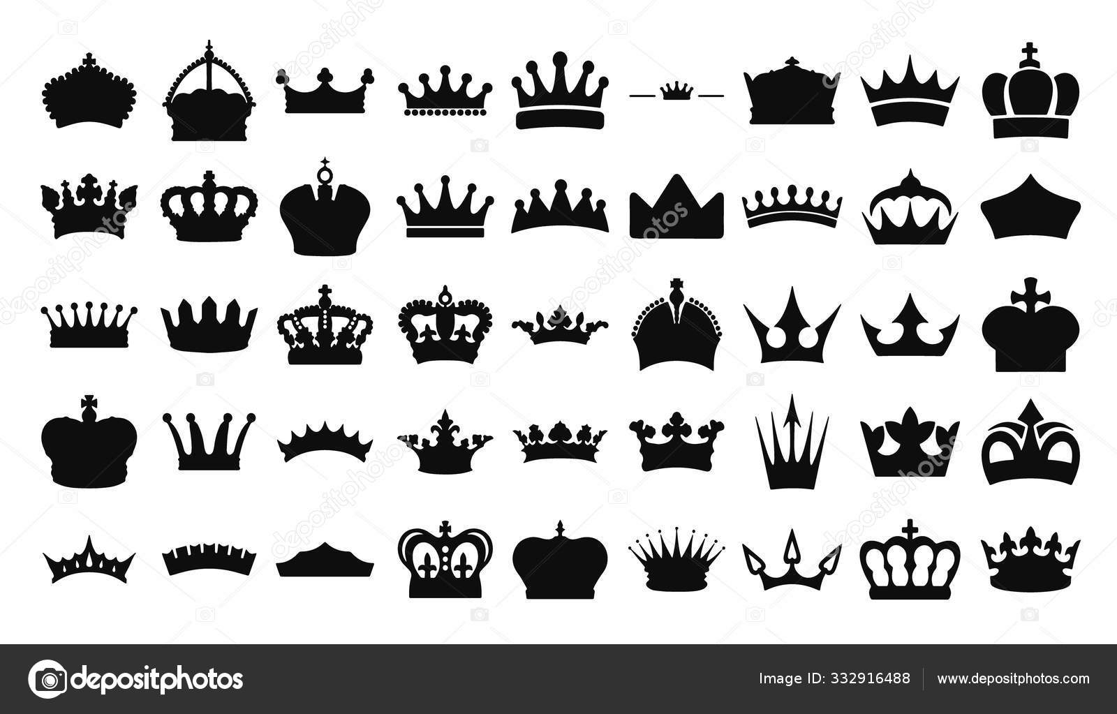 Illustration Vector Simple Crown Icon Collection Stock Vector by