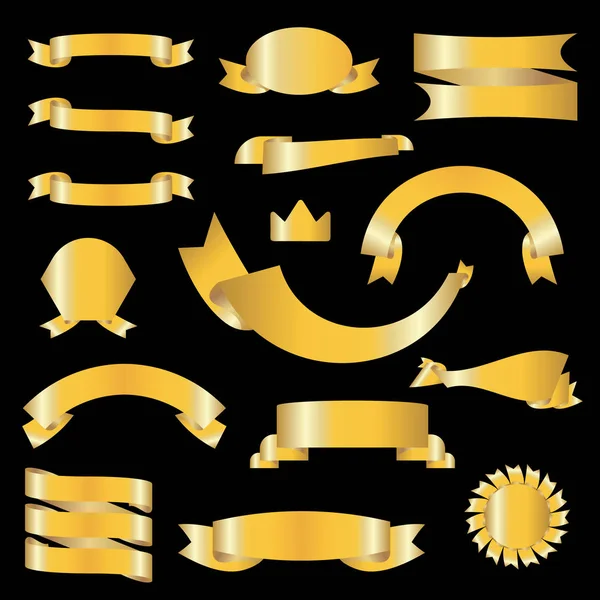 Modern Gold Ribbon Collection Vector Illustration — 스톡 벡터