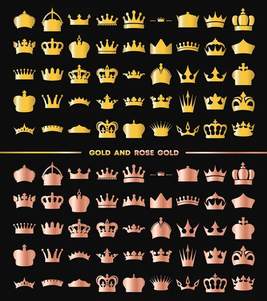 Görüntü vektörü sade altın ve gül rengi simge koleksiyonu