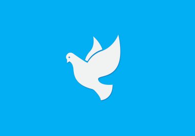 Mavi arka planda barış güvercini. Vektör illüstrasyonu