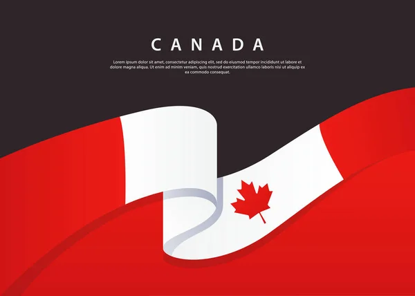 カナダ フラッグ フロー ブラックを背景にカナダ国旗 ベクターイラストテンプレート — ストックベクタ