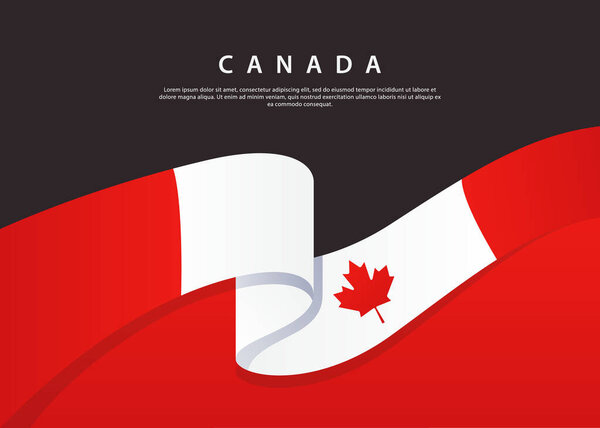 Canada Flag Flowing. Canada flag on Black background. Vector illustration template
