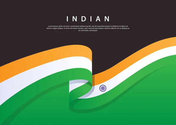 Drapeau Indien Qui Flotte Drapeau Indien Sur Fond Noir Modèle — Image vectorielle