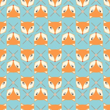 Fox desen ile mavi arka plan - vektör çizim eps10