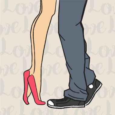 Kissing - Sevgililer günü illüstrasyon vektör Eps10 Çift 