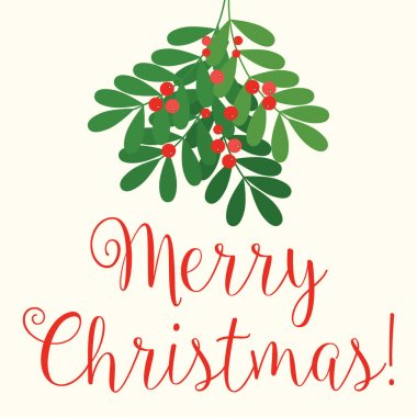 Neşeli Noel ökseotu illüstrasyon - vektör eps10 