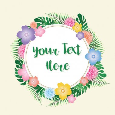 Tropikal çiçekli çerçeve - vektör eps10 