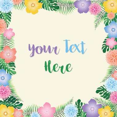 Tropikal çiçekli çerçeve - vektör eps10 