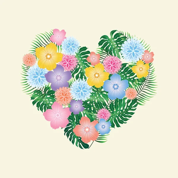 Corazón floral - Ilustración del Día de San Valentín - vector eps10 — Vector de stock