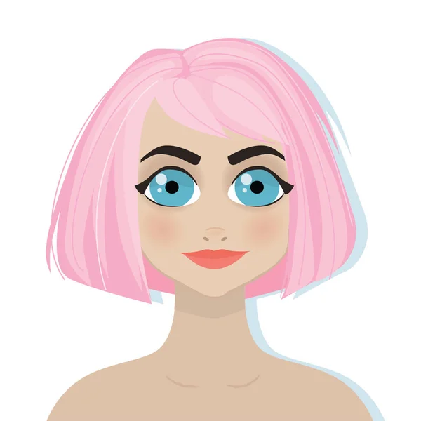 Girl With Pink Hair  - vector illustration eps10 — Stock Vector