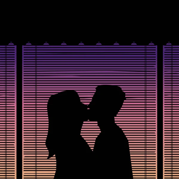 Kiss silhouet - Valentijnsdag Illustration - vector eps10 (echt) paar — Stockvector