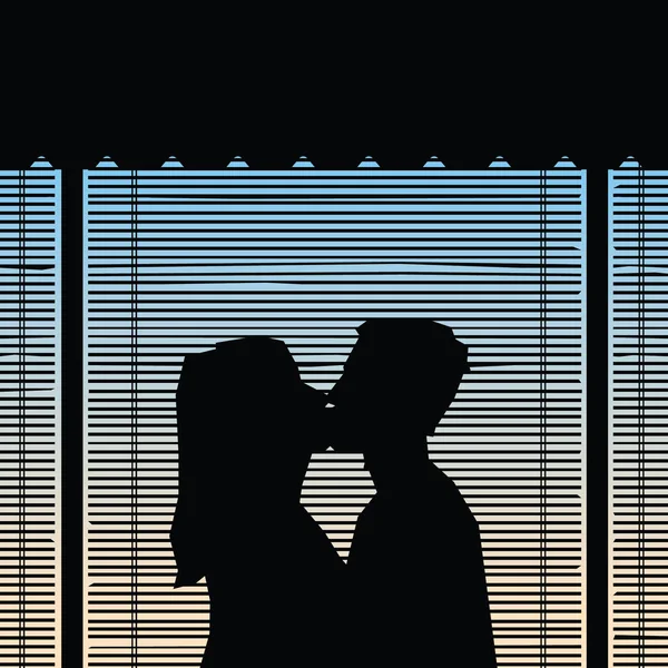Silueta de beso de pareja - Ilustración del día de San Valentín - vector eps10 — Archivo Imágenes Vectoriales
