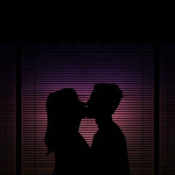 情侣亲吻剪影-情人节插画-矢量 eps10 — 图库矢量图片