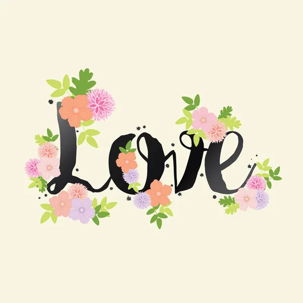 Kärlek - blommig kalligrafiska illustration - vektor eps10 — Stock vektor