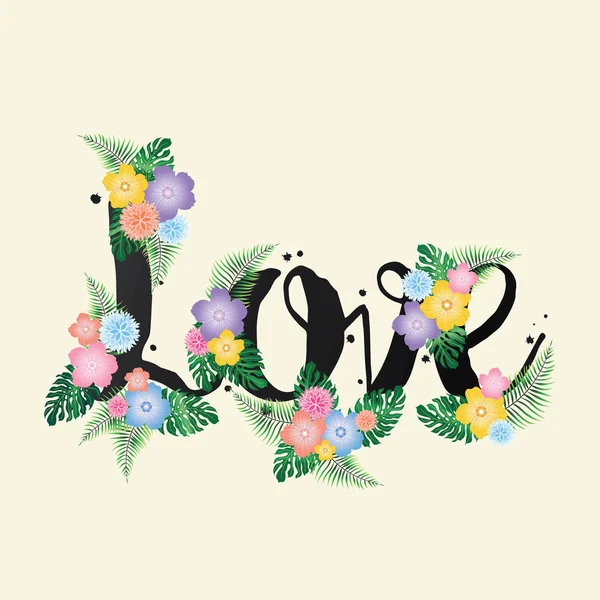 Amor - ilustración caligráfica floral - vector eps10 — Archivo Imágenes Vectoriales