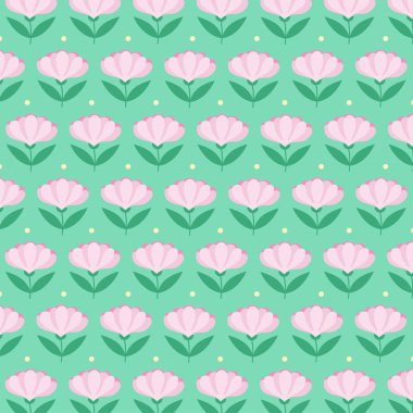 Vektör yeşil zemin - çiçek desenli - üzerine pembe çiçekler eps10 