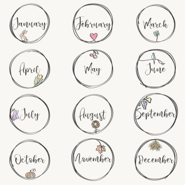 Ay Illustrated takvim - vektör eps10