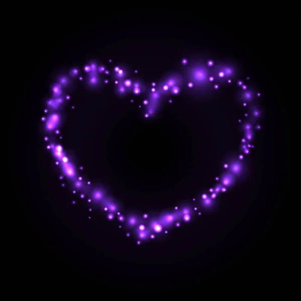 Фіолетове Сяюче Серце Чорному Тлі Векторні Ілюстрації Eps10 — стоковий вектор
