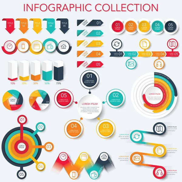 Infografische Sammlung Datenanalyse Diagramme Grafiken Vektor — Stockvektor