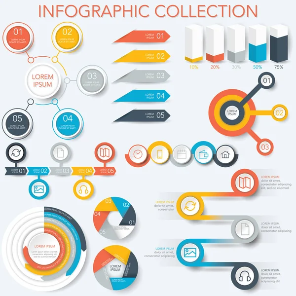 Infographic Collection Ανάλυση Δεδομένων Διαγράμματα Διαγράμματα Διάνυσμα — Διανυσματικό Αρχείο