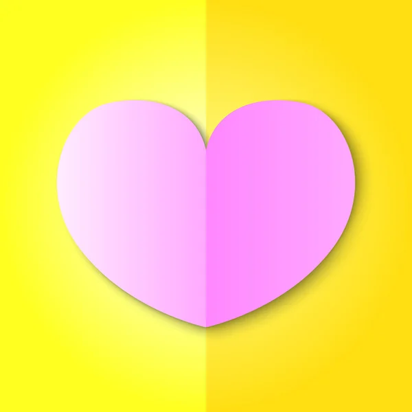 Рожеве серце на жовтому фоні — стоковий вектор