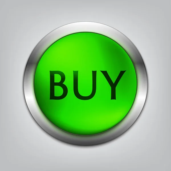 Αγοράστε πράσινο κουμπί ρεαλιστική — Διανυσματικό Αρχείο