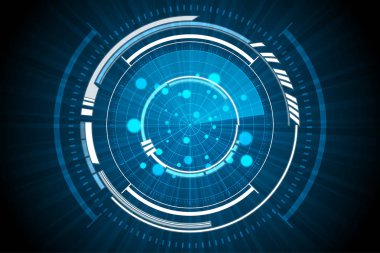 Uzay gemisi Radar arka plan içinde mavi teknoloji