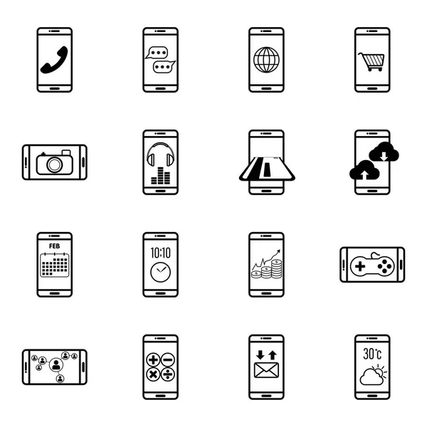 Set von mobilen Funktionszeilen-Symbolen — Stockvektor